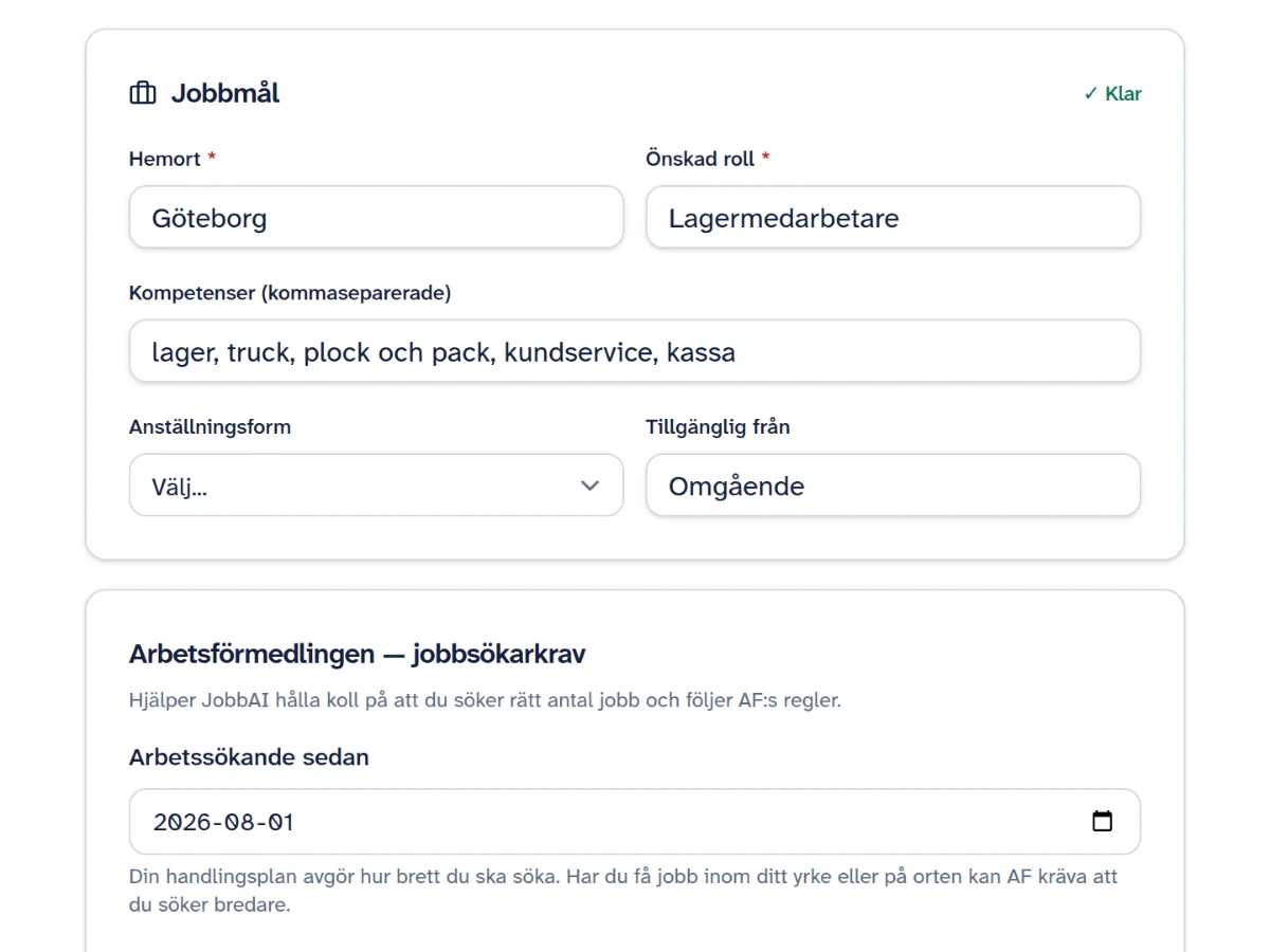 Fyll i din profil